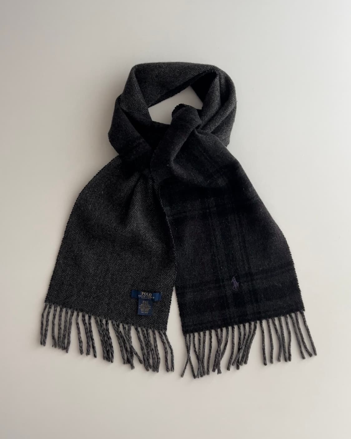 폴로 랄프로렌 빅체크 헤링본 울 혼방 리버시블 머플러 상품이미지1