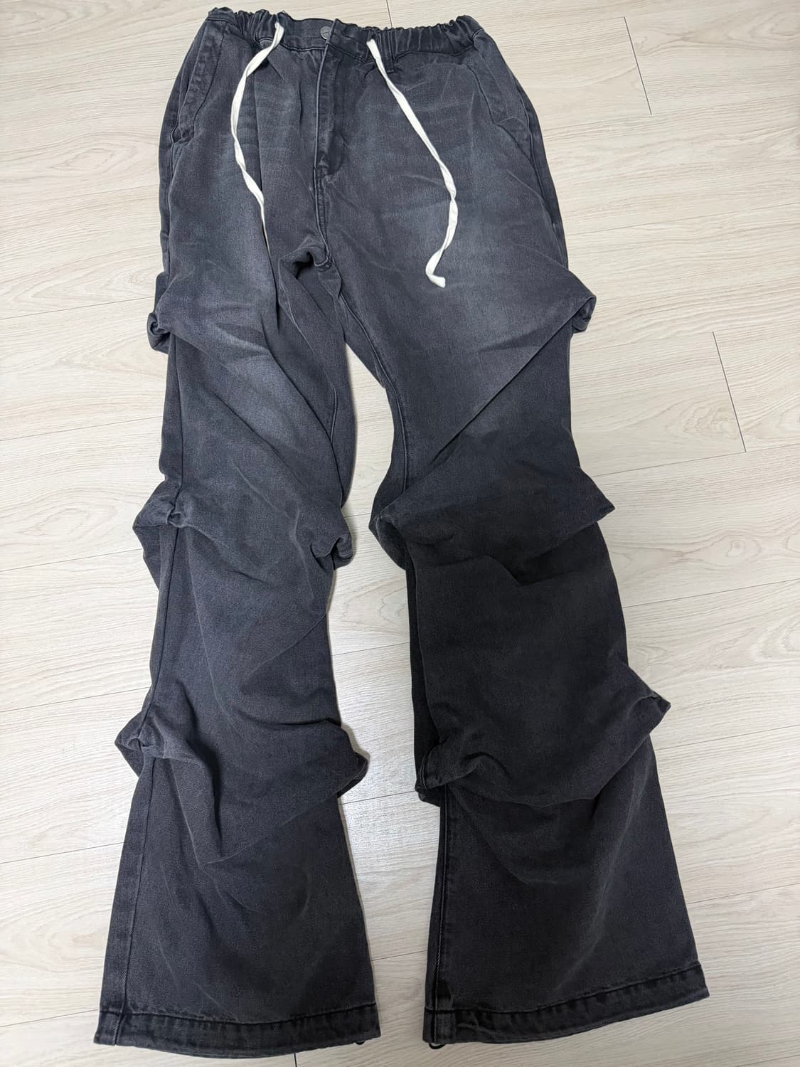 낫포너드 셔링 와이드 데님팬츠 L 상품이미지3
