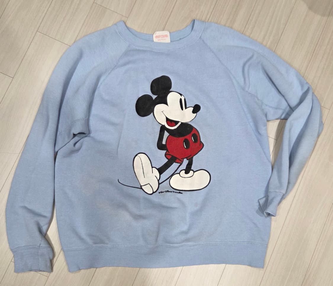 80s 미키마우스 하늘색 맨투맨 상품이미지2