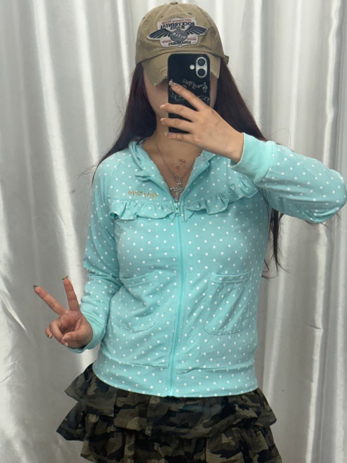 Mint Dot Lace Hooded Zip-Up 상품이미지2