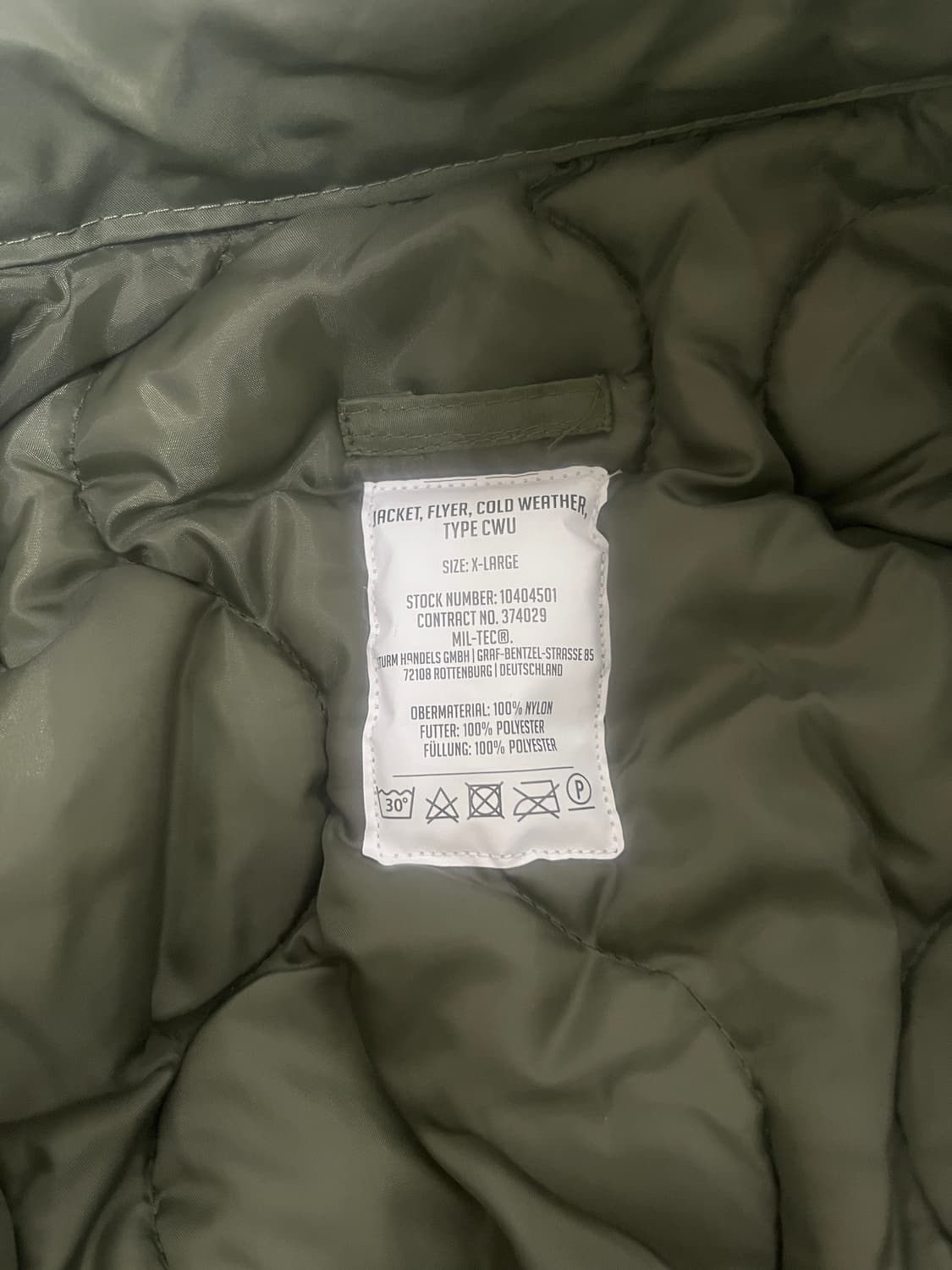 CWU-45P 플라이트 자켓 올리브 XL 새상품 칸예웨스트맛 상품이미지6