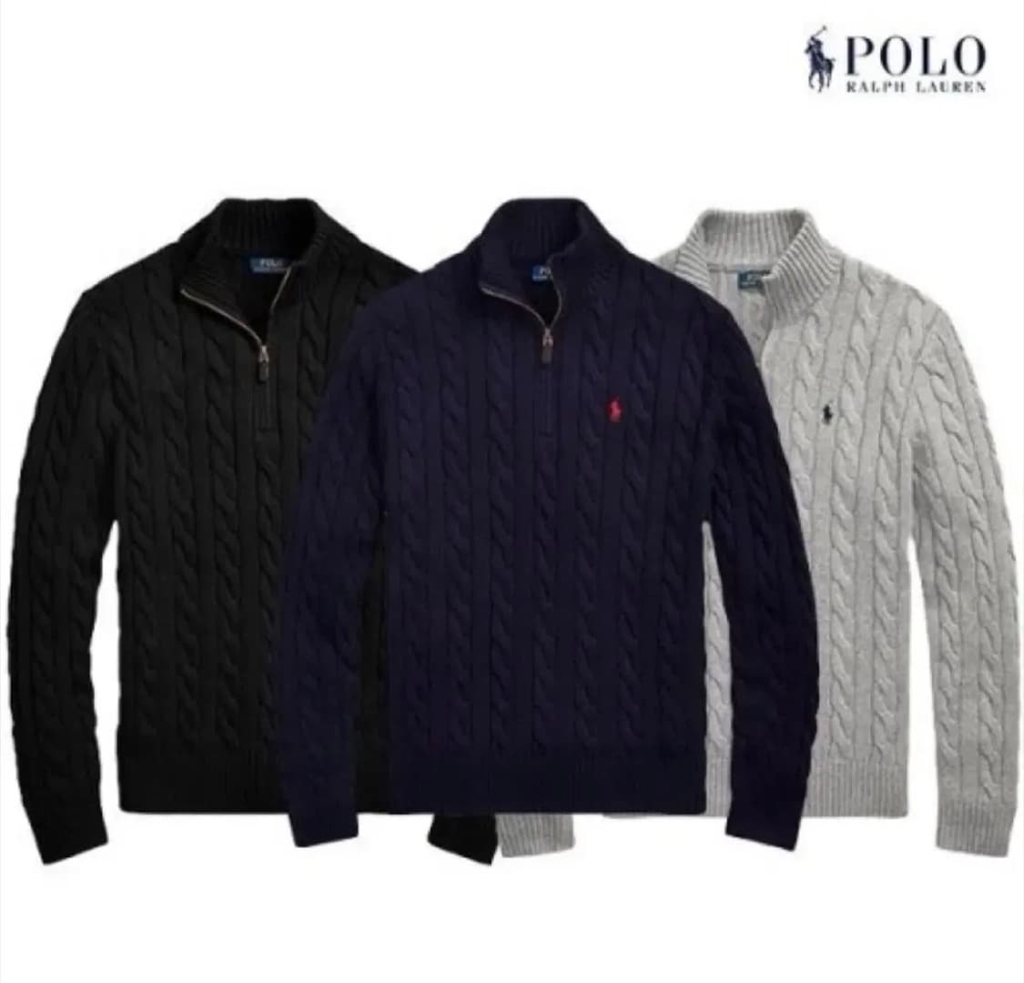 [새상품/정품]폴로 꽈배기 반집업 니트 남녀공용 3color 상품이미지1