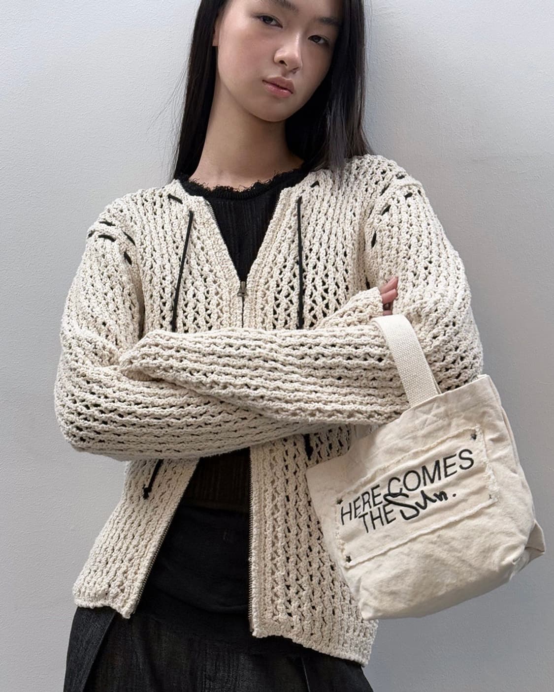 DIAGONAL NETTING TWO WAY ZIP UP 다이애그널 상품이미지2