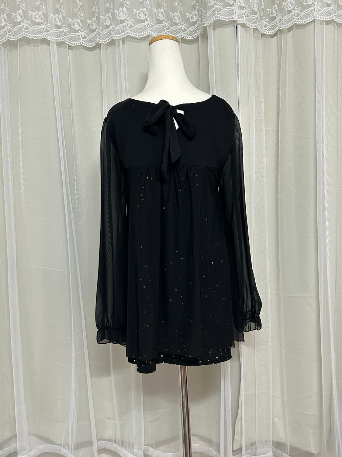 엑시즈팜 글리터 디테일 시스루 블라우스 탑 공겜여주 고스 고딕 상품이미지3