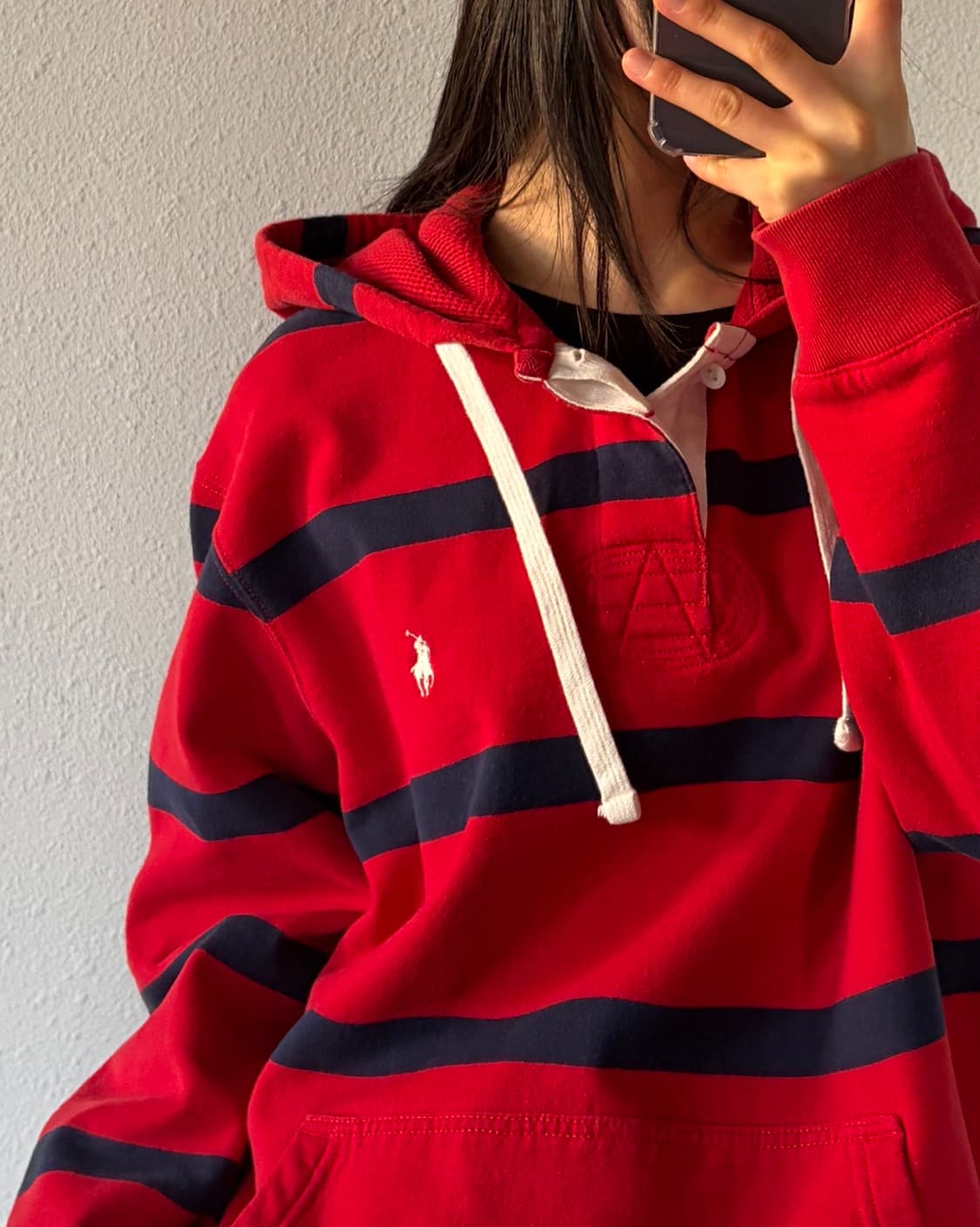 [L]폴로 랄프로렌 스트라이프 럭비 기모 후드 상품이미지2