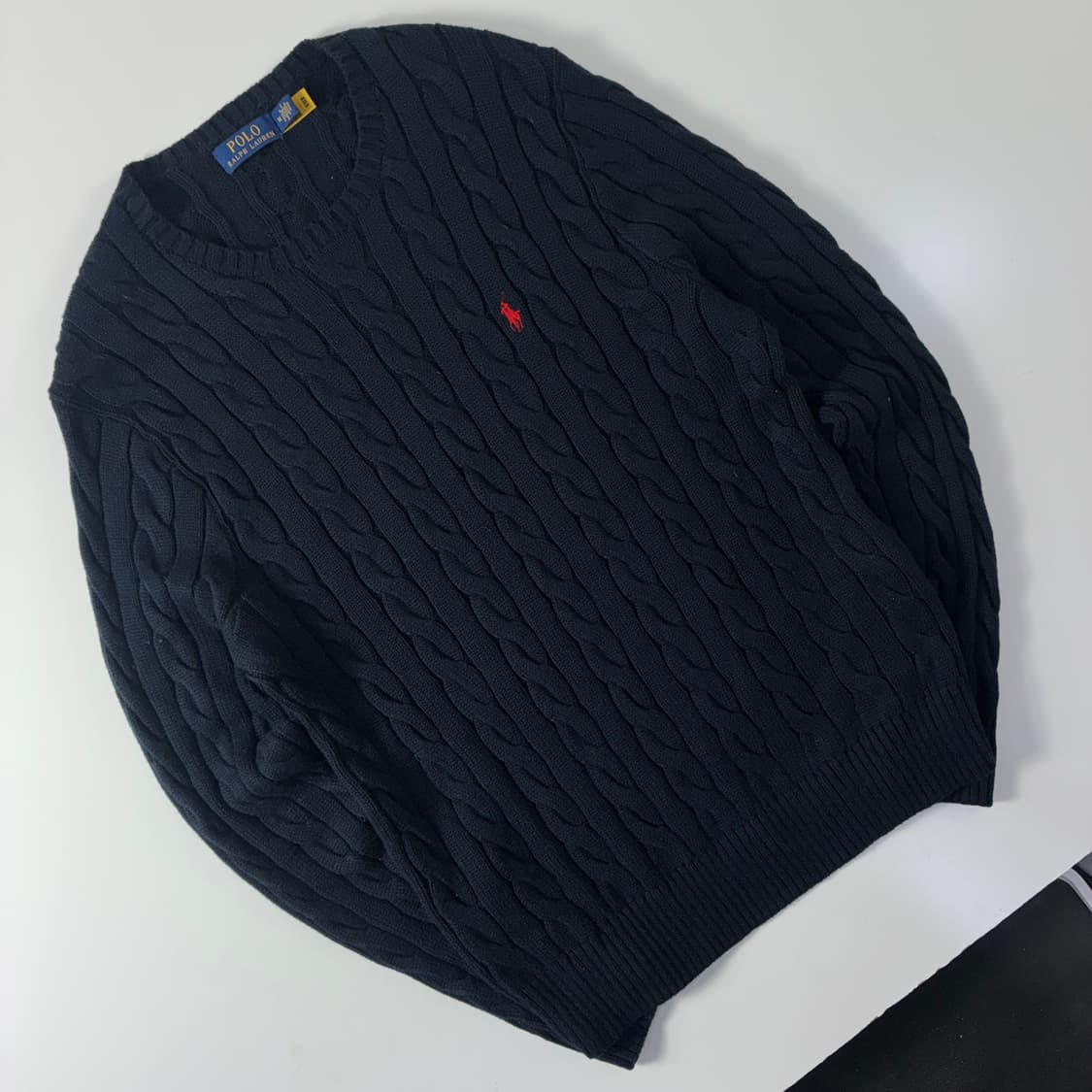 Polo  폴로 랄프로렌 신형 자수 코튼 네이비 꽈배기 니트  상품이미지2