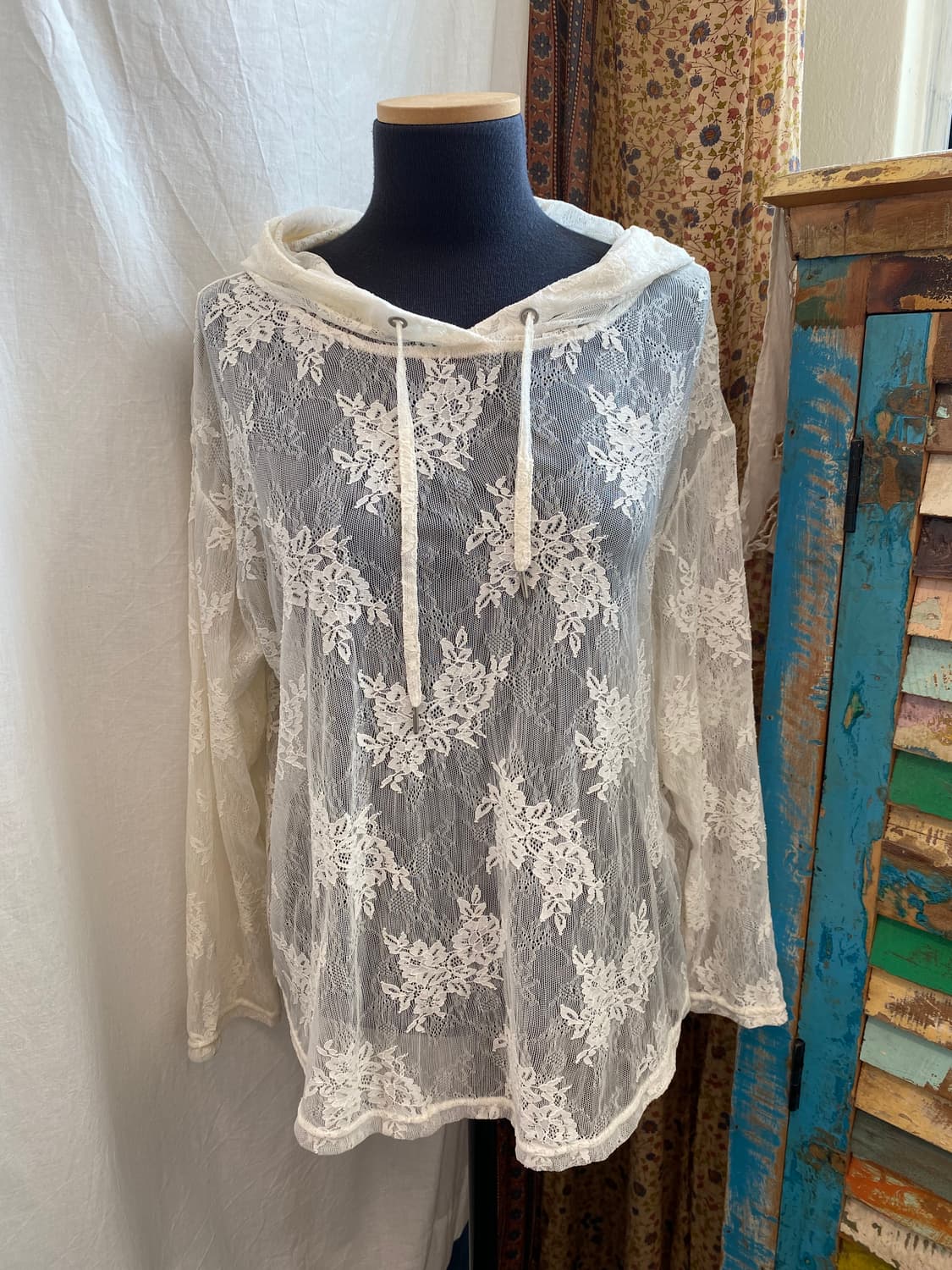 웜화이트 레이스 후드탑(F) 상품이미지2