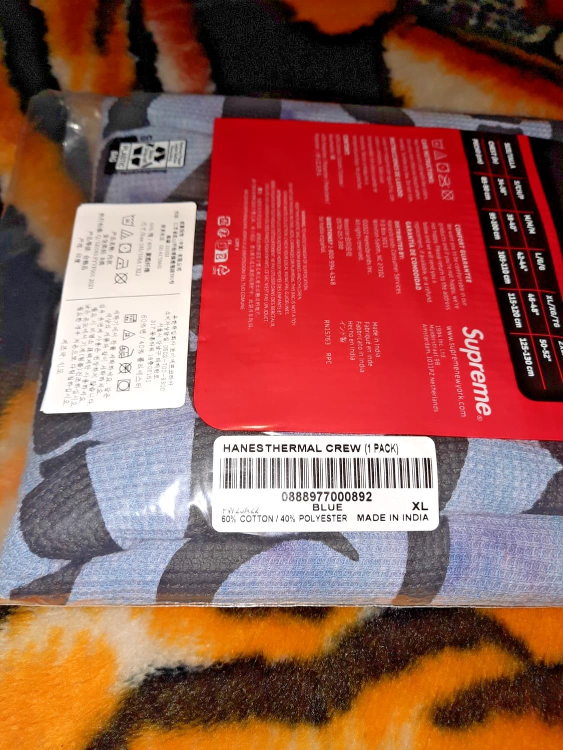 슈프림 헤인즈 본즈 써멀 크루 타이 다이 롱슬리브 티셔츠 상품이미지8