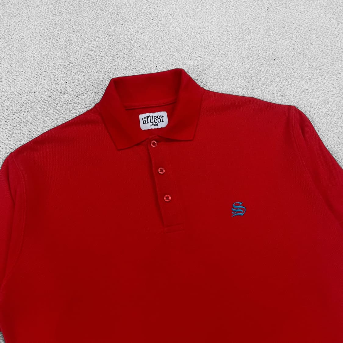 스투시 Stussy 스몰 자수 로고 카라티 레드 상품이미지2