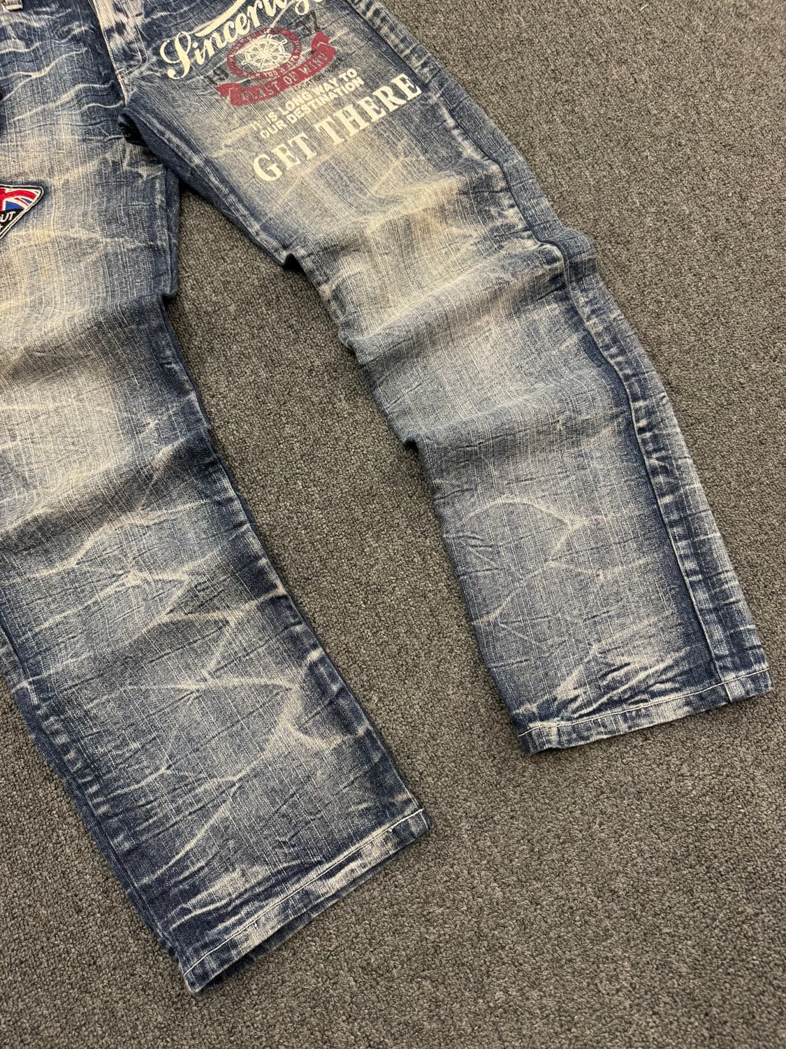 OS)Japanese vintage 워싱 Y2K 패치 프린팅 여성 데님팬 상품이미지4