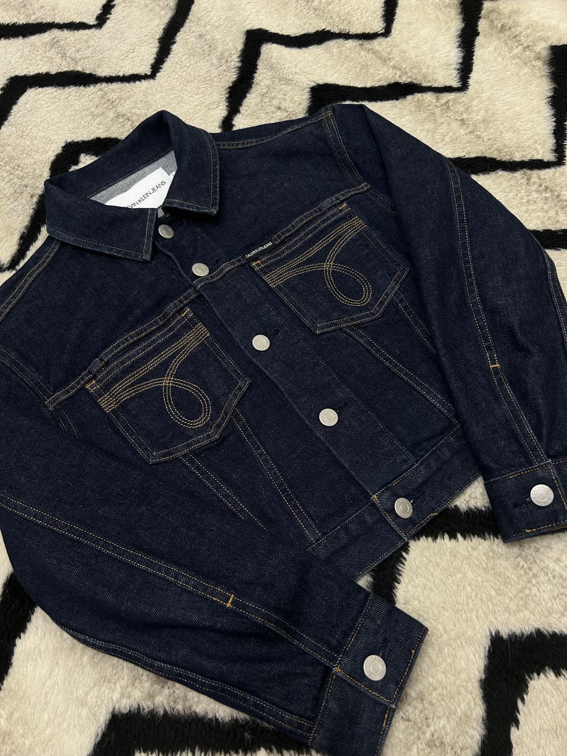 [S]캘빈클라인 크롭 오메가 데님 자켓/진청 상품이미지1