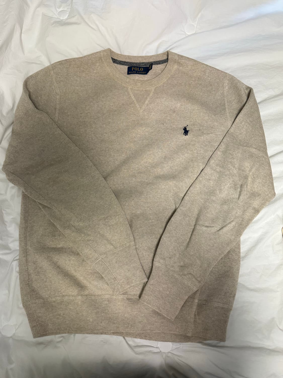 폴로 랄프로렌 베이지 맨투맨 M(콤드 코튼 니트 스웨터) 상품이미지1