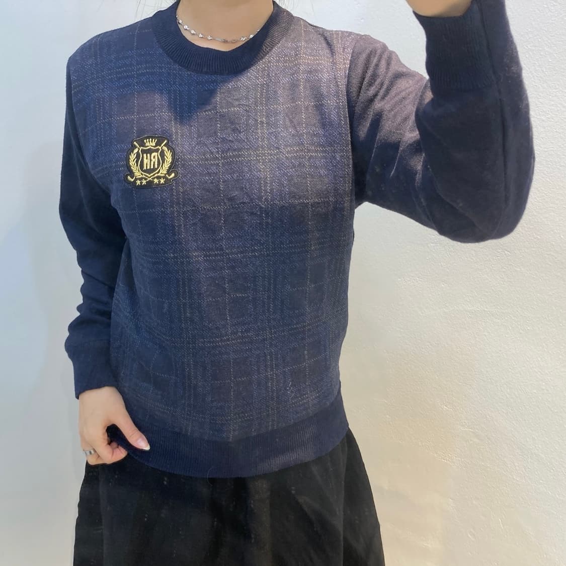 체크 니트 맨투맨 상품이미지1