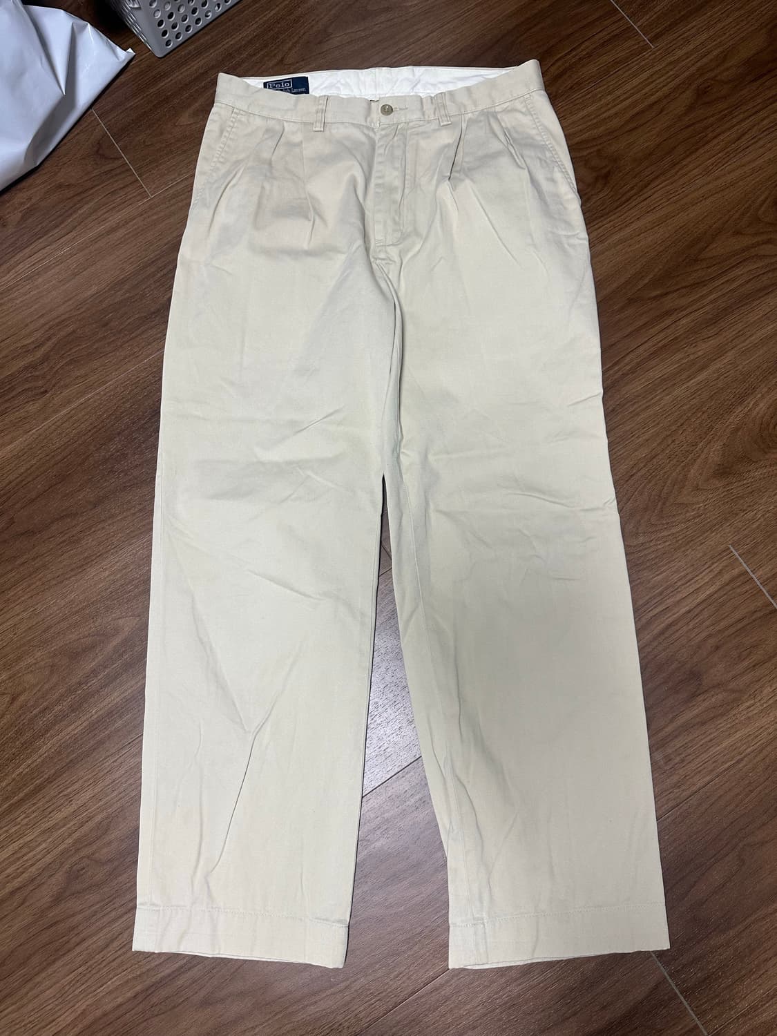 90s 빈티지 폴로 치노팬츠 아이보리 리버스플리츠 상품이미지1