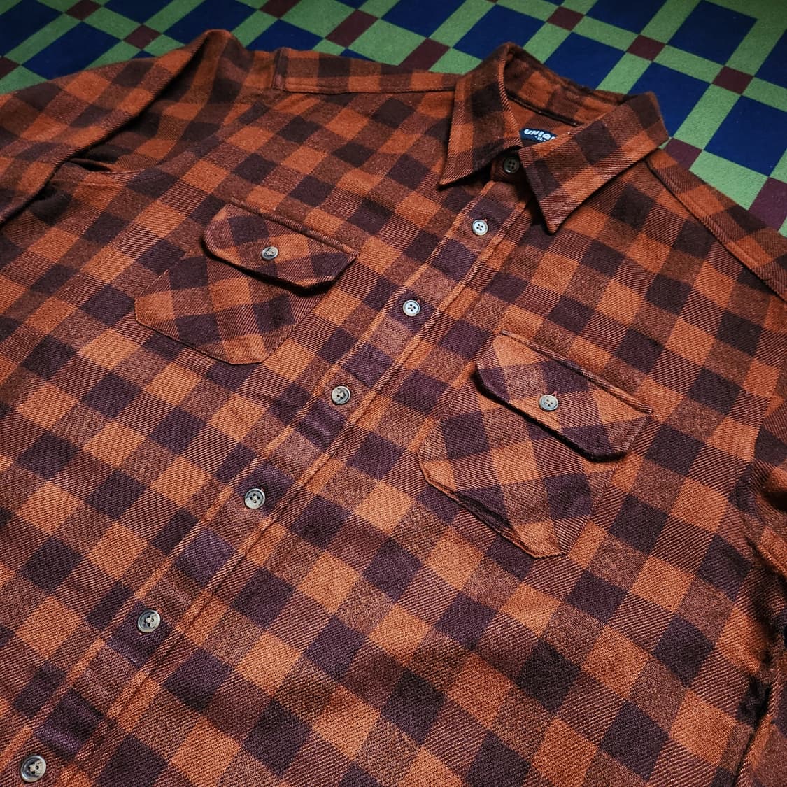 90s 올드 유니클로 럼버잭 체크 플란넬 셔츠 상품이미지2