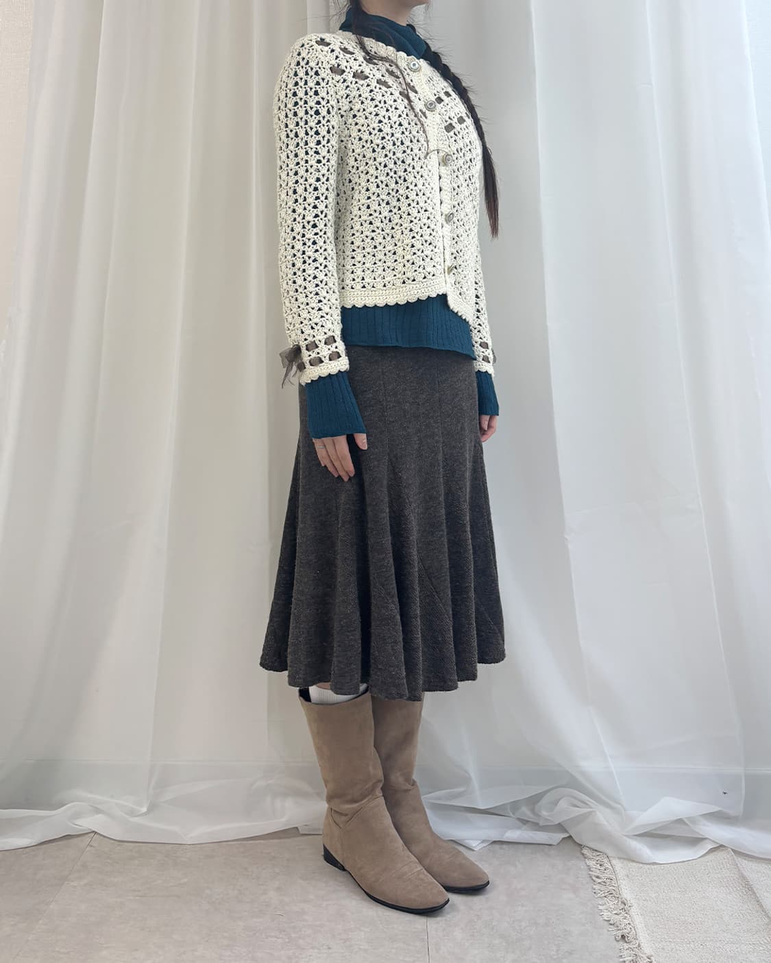 soso crochet chiffon trimmed cardigan 상품이미지9