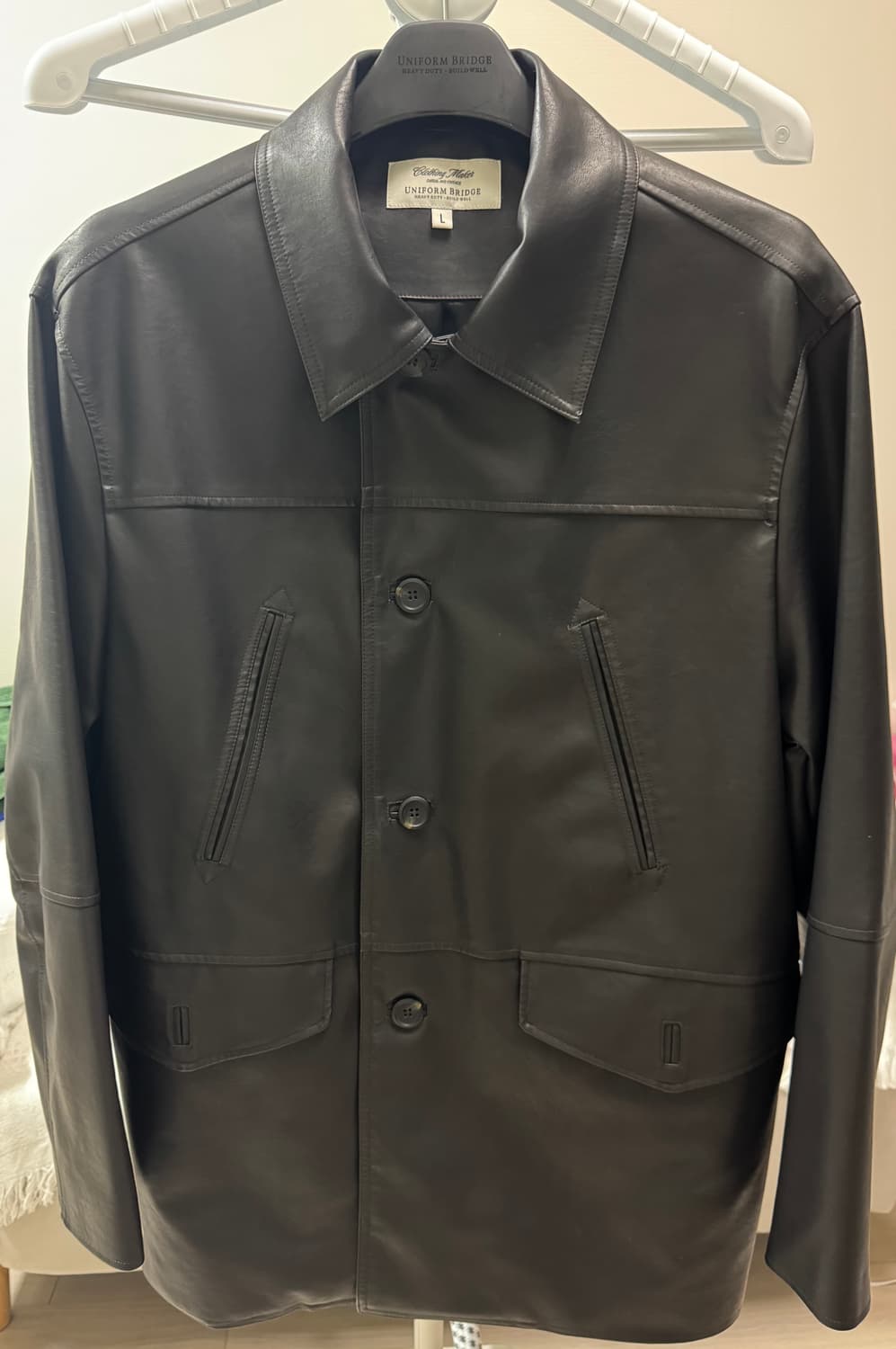 유니폼브릿지 vegan leather car coat black wash 상품이미지5