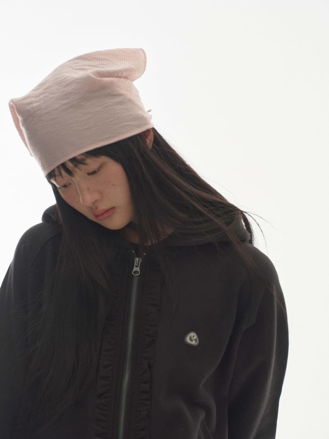 코이세이오 스트라이프 스카프 핑크 베이지 상품이미지2