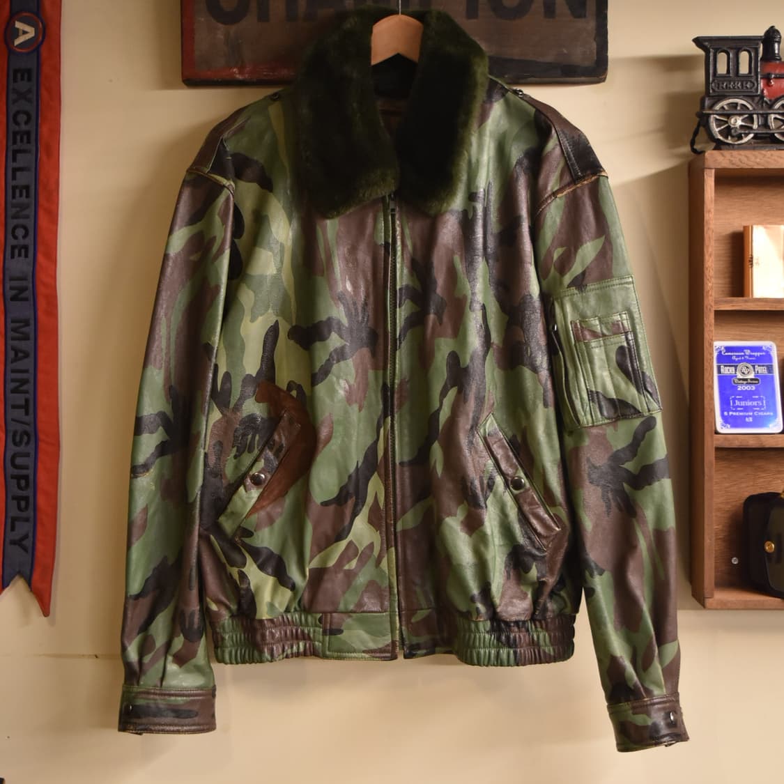 우드랜드 카모 가죽 플라이트 자켓 (105) 상품이미지1