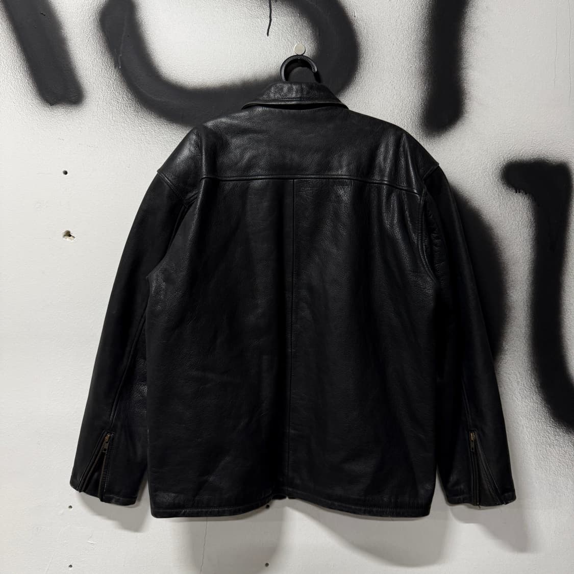 VTG 빈티지 빅사이즈 100% 카우하이드 퀼팅 싱글 집업 소가죽 자켓 상품이미지2