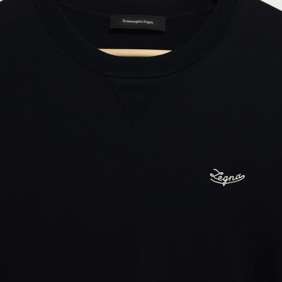 100~105 Zegna 제냐 반팔 티셔츠 체스트 로고 다크네이비 상품이미지2