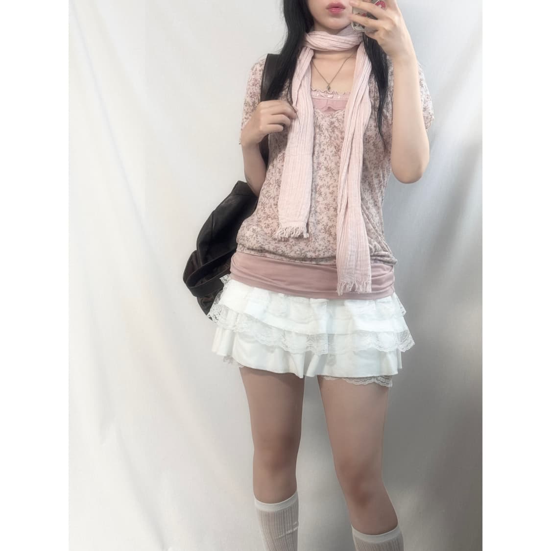 미니 플라워 패턴 러플 슬리브티 상품이미지1
