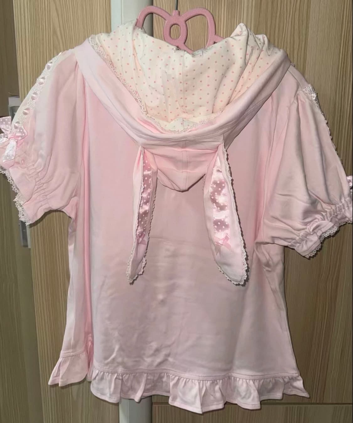 로리타 양산형 토끼귀 핑크 탈부착 후드 s 상품이미지2