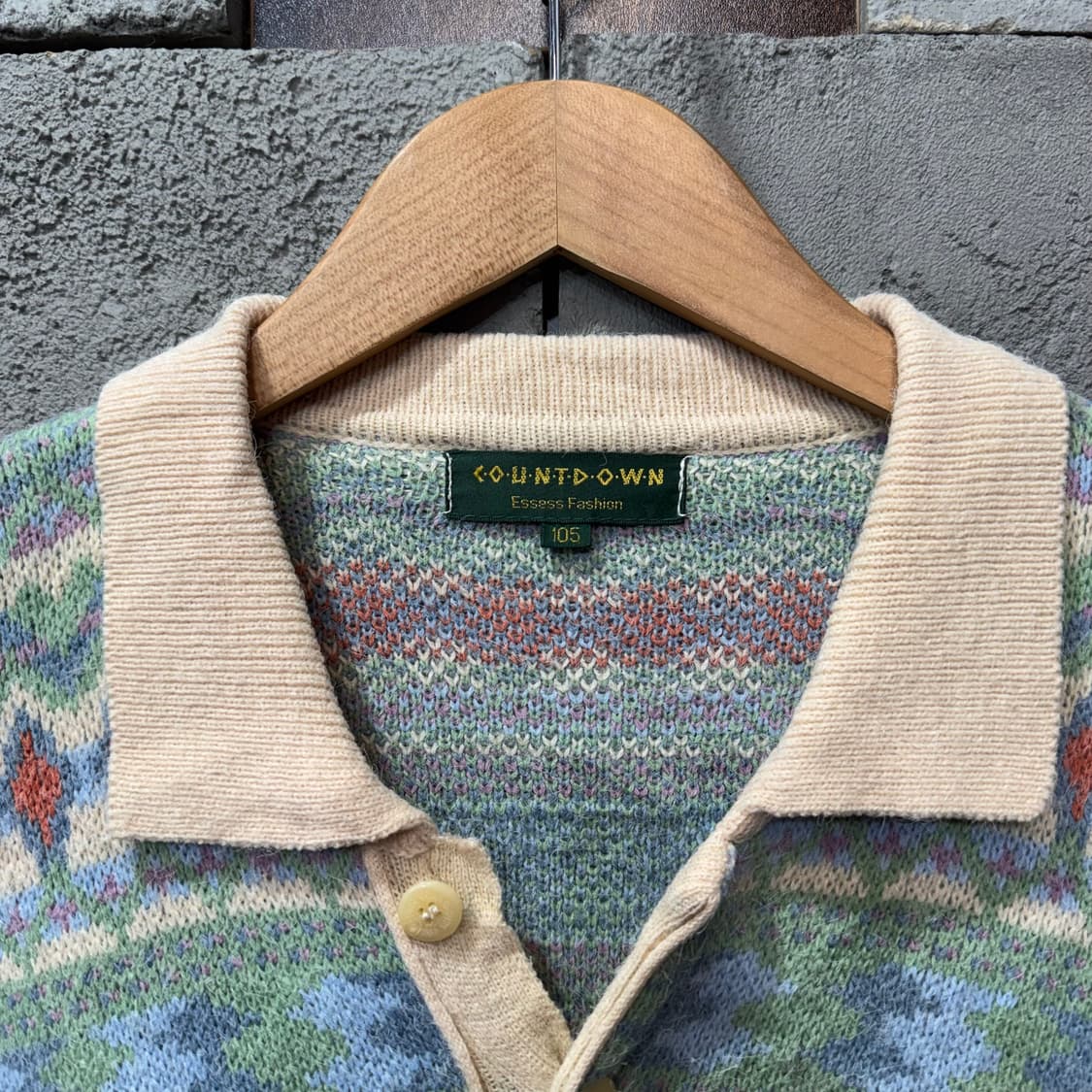 90s 제팬 페어아일 카라 니트 (L)   상품이미지4