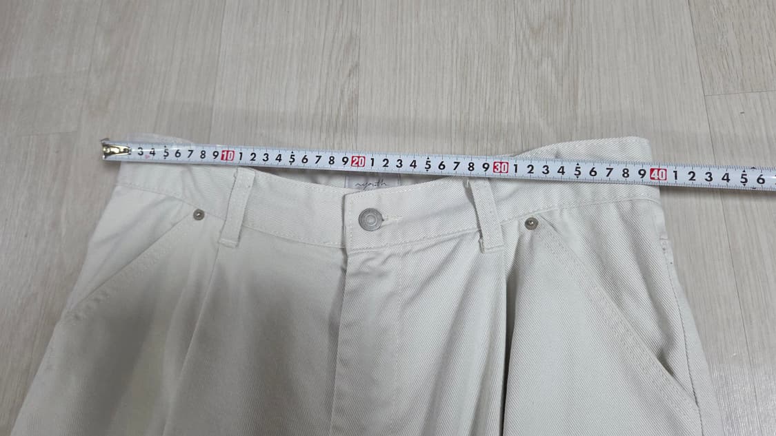 (착샷) 유스 youth 원턱 와이드 데님 크림진 상품이미지6