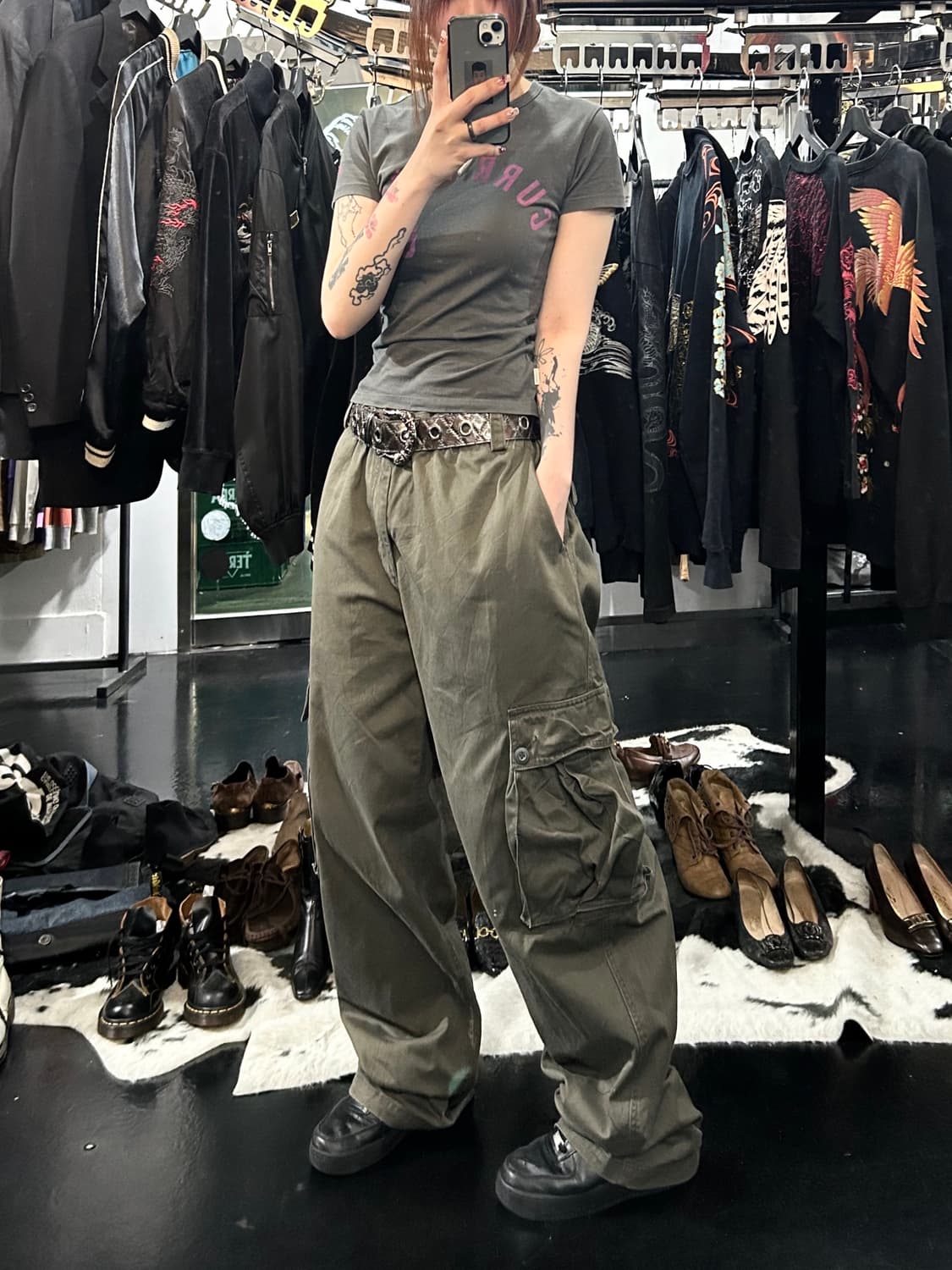 빈티지 카키브라운 카고 벌룬팬츠 상품이미지3