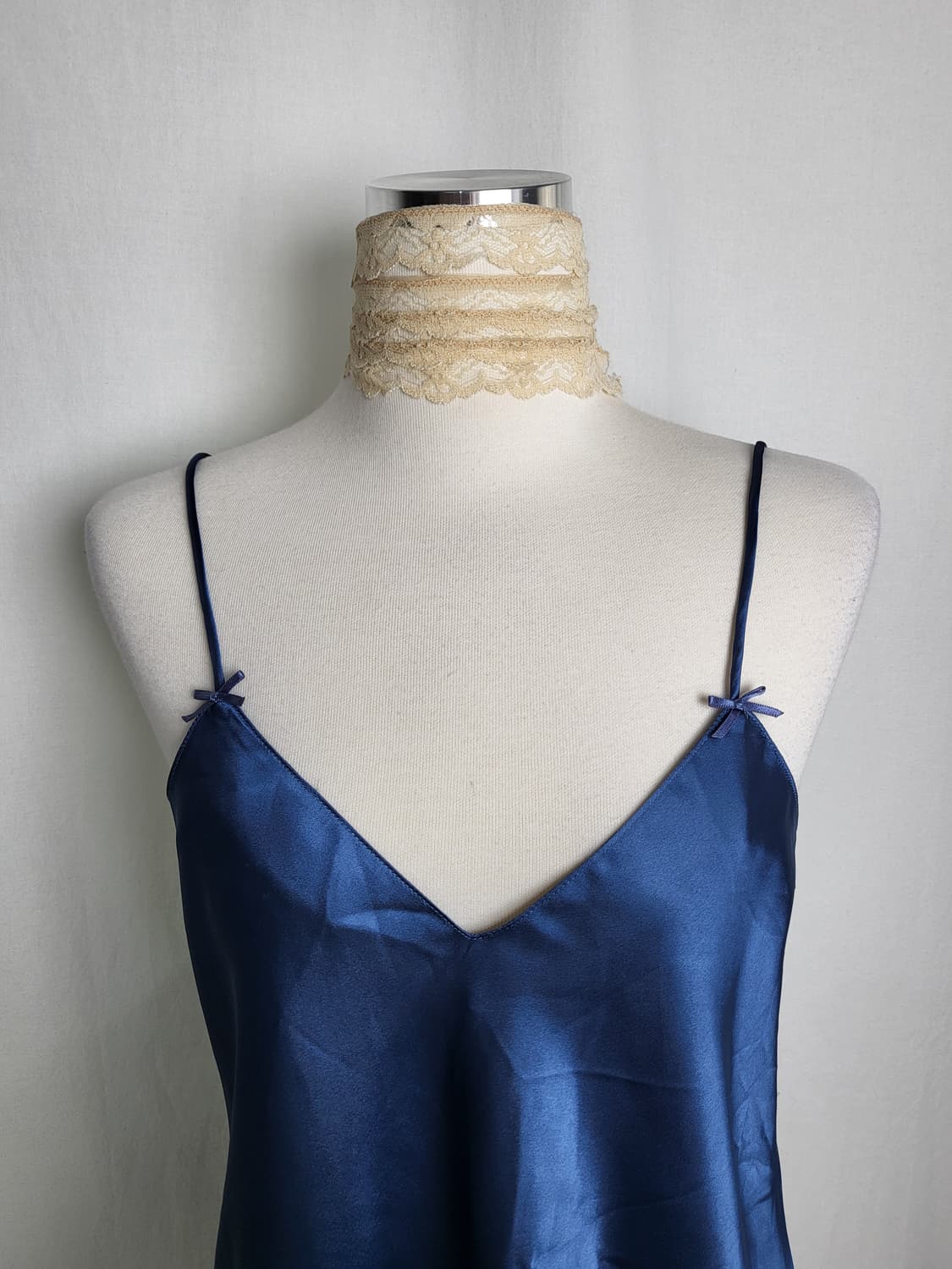 빈티지 네이비 실크 슬립 나시 상품이미지3