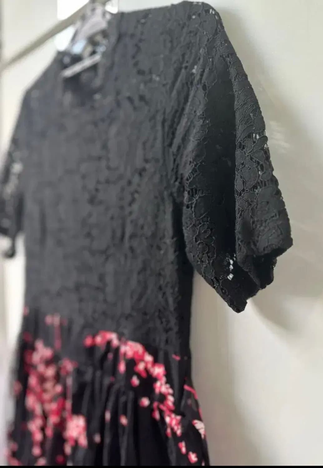 블랙 레이스 플라워 롱 원피스 상품이미지7