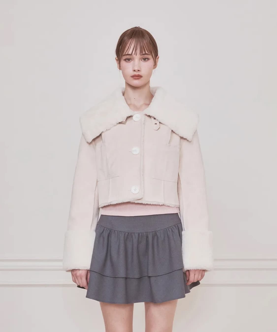 낫유어로즈 리버시블 세일러 무스탕 아이보리 S 상품이미지1