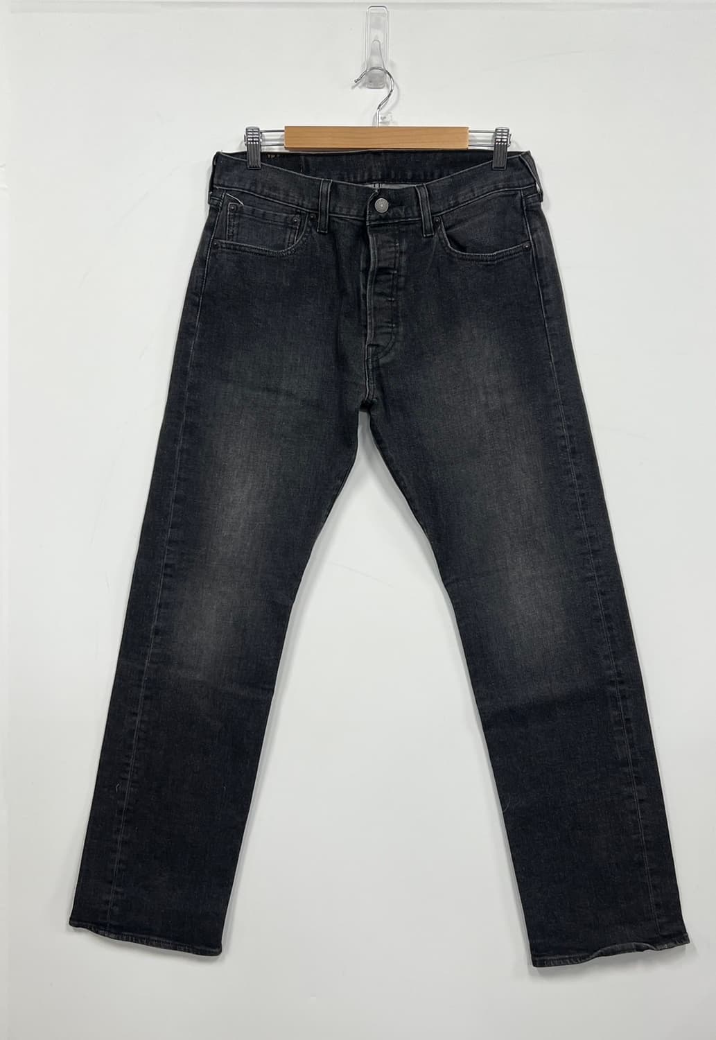 리바이스 501 스트레이트 버튼플라이 흑청 데님 팬츠 상품이미지7