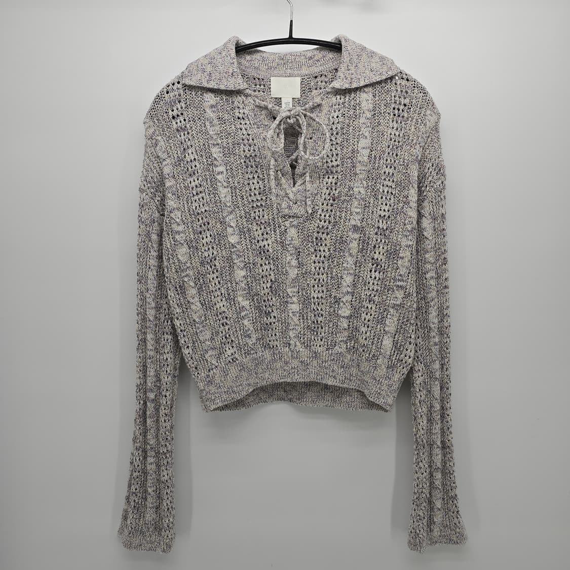 레이스업 크로셰 니트 스웨터 상품이미지1