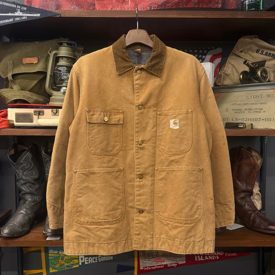 70s Carhartt 칼하트 워크 초어 자켓 / 포켓 코듀로이 카라 상품이미지1