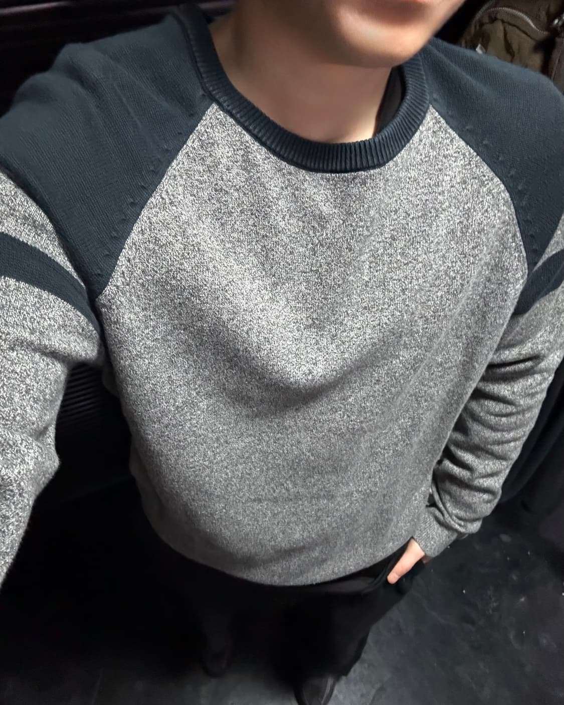 DKNY 도나카란 네이비 회색 그레이 나그랑 선 줄 니트 스웨터 M 95 상품이미지2