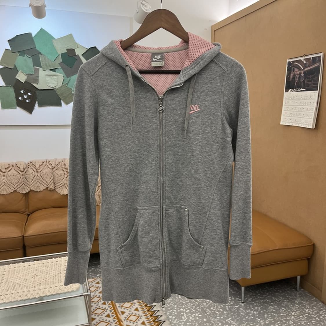 나이키 Y2K 딱붙핏 딸기우유 핑크 투웨이 롱 후드집업 L C10752 상품이미지3