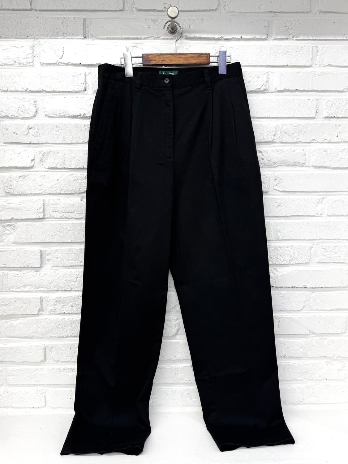 로렌 랄프로렌 블랙 코튼 핀턱 슬랙스 상품이미지4