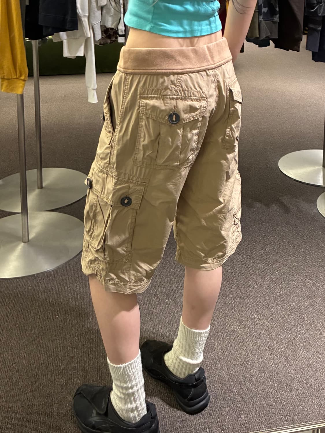 M)Japanese vintage 여성 단추 디테일 카고 쇼츠 상품이미지1