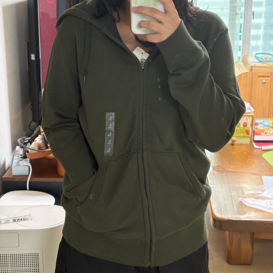 유니클로 후드집업 L 카키 새상품 상품이미지2