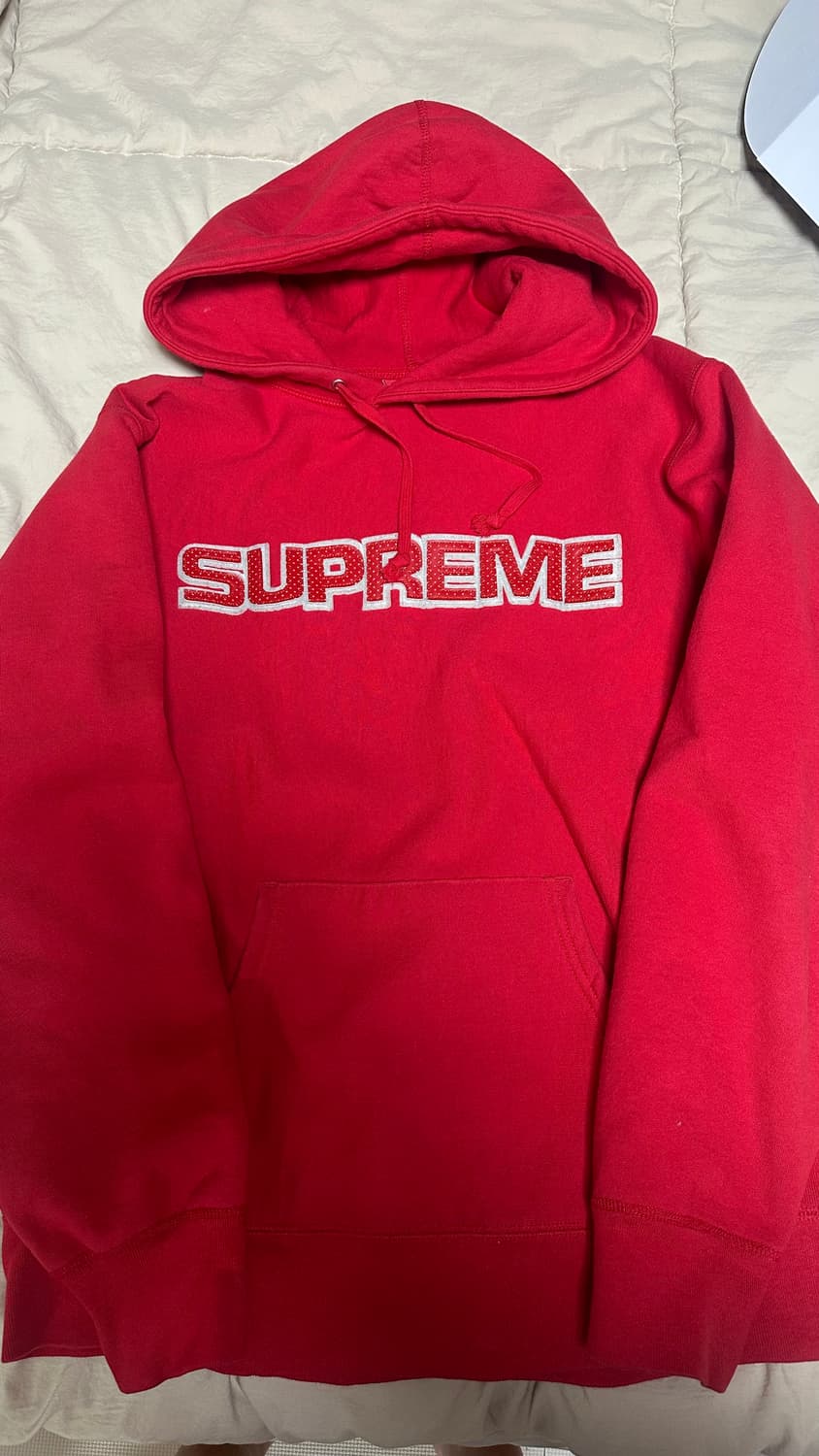 슈프림 후드티 퍼포레이티드 레더  레드 L 상품이미지1