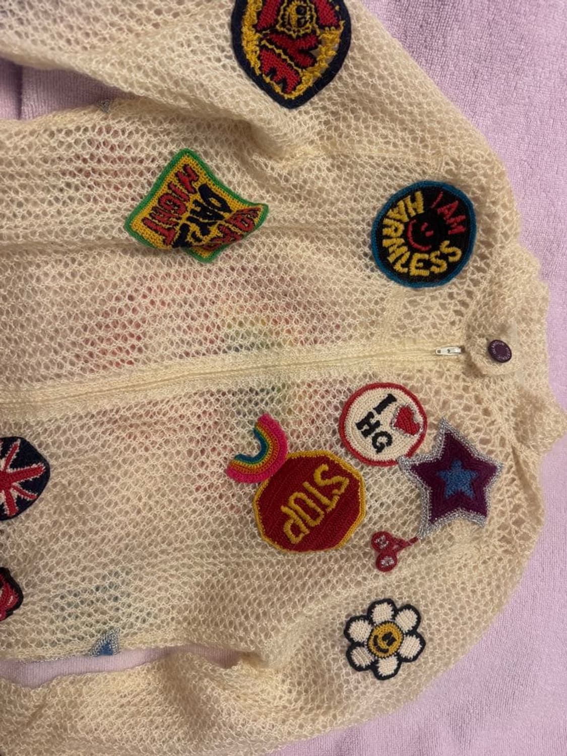 90s 히스테릭 글래머 모헤어 혼방 와펜 니트 가디건 상품이미지2