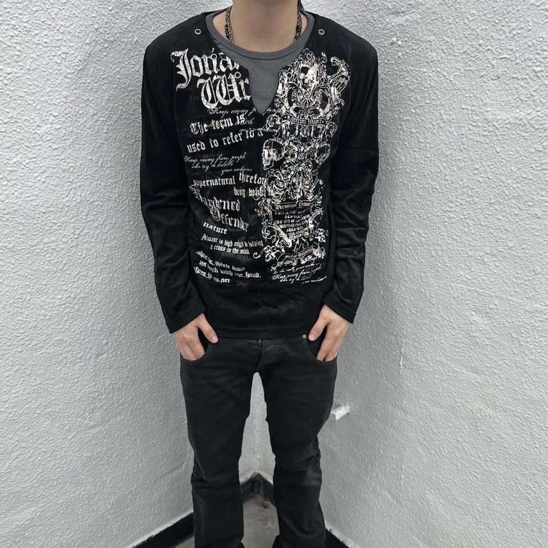 Beaumere skull printing velvet sleeve 상품이미지2