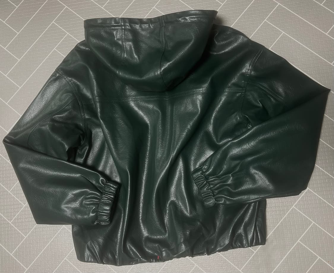 Zara 가죽 후드 자켓 다크크린 상품이미지2