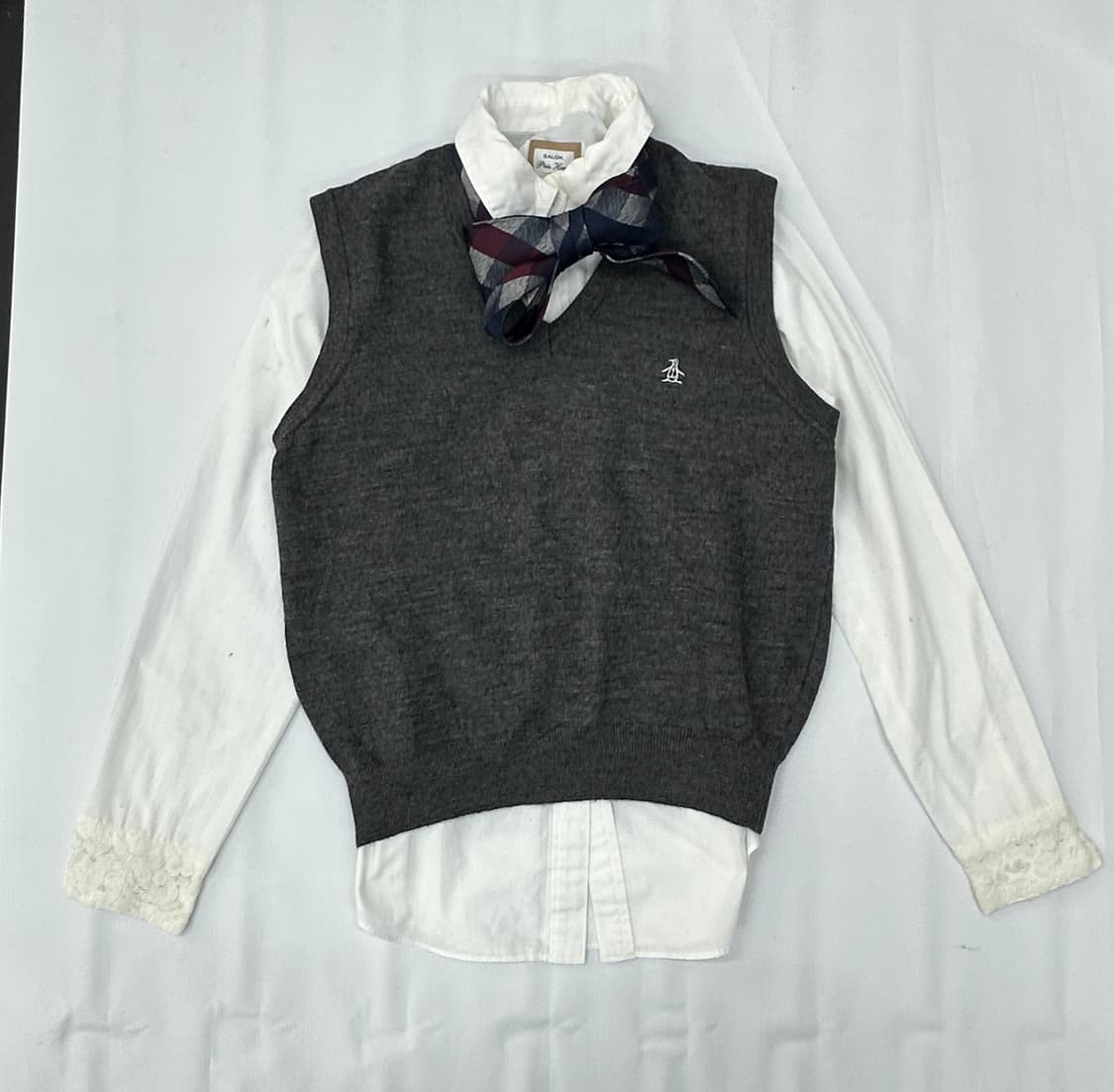 🩶슈슈룬 쇼콜라깔 고갸루 교복 코디세트🩶넥타이 니트조끼 일본 학생 상품이미지3