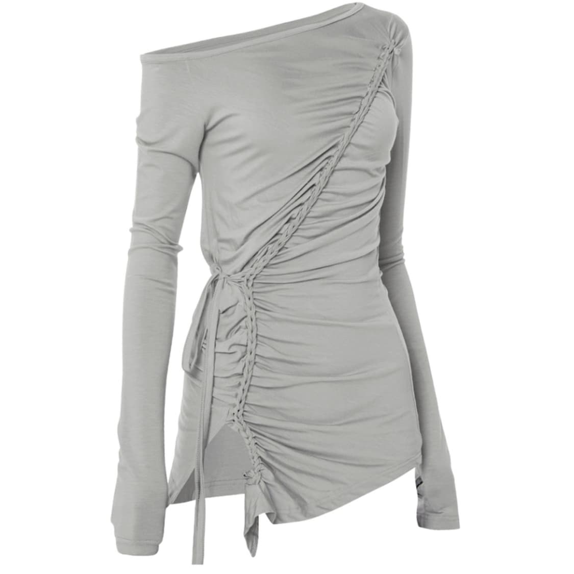 Handmade Twisted One-Shoulder Long Sleev 상품이미지1