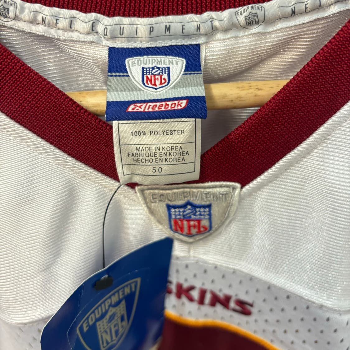 NFL X 리복 레드 스킨스 화이트 럭비져지 XL 상품이미지7