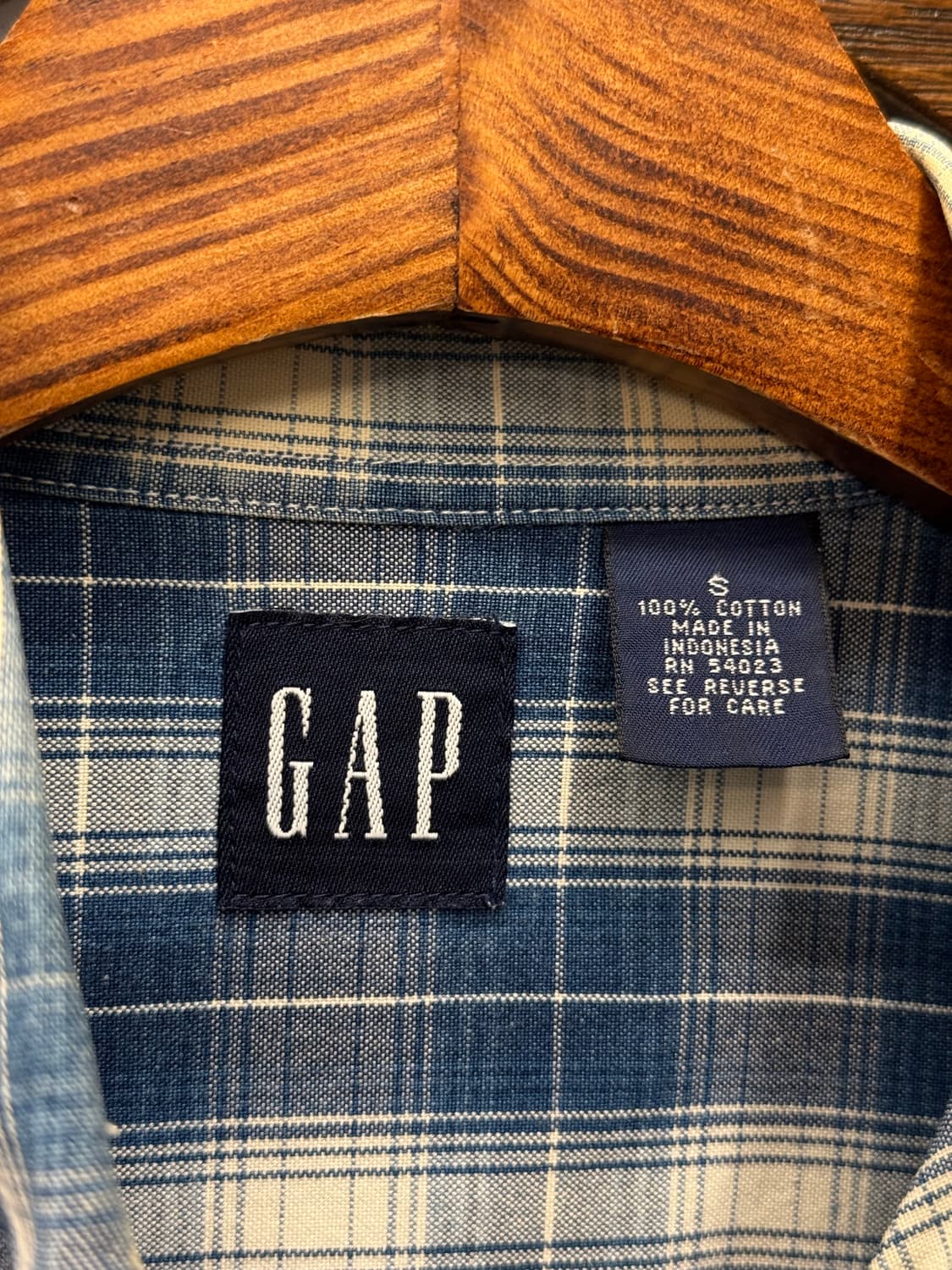 Old GAP Blue Plaid Button-Down Shirt 상품이미지7