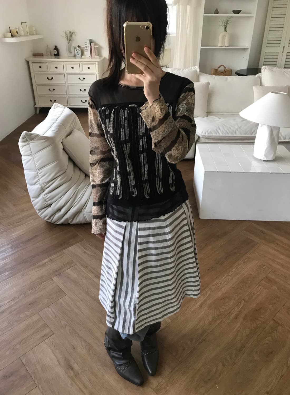 vintage pattern mash top 상품이미지2